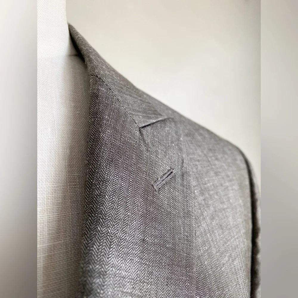 Calvin Klein Linen Wool Gray Men Blazer Sport Coat Suit Jacket 46R